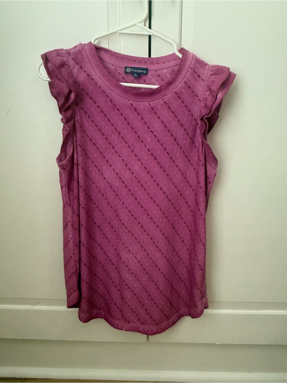 Democracy Mauve Eyelet Flutter Sleeve Tank Top